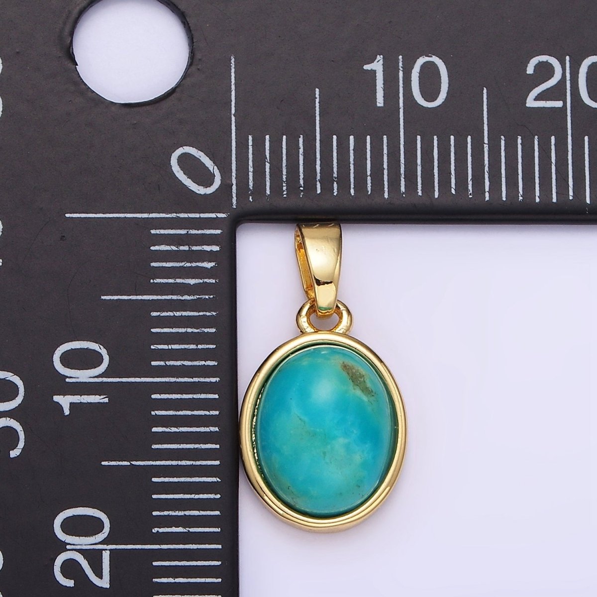 14K Gold Filled Turquoise Gemstone Oval Bezel Pendant | AH164