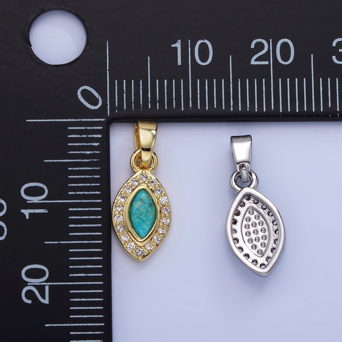 14K Gold Filled Turquoise Micro Paved CZ Sphere Pendant in Gold & Silver | AA1251