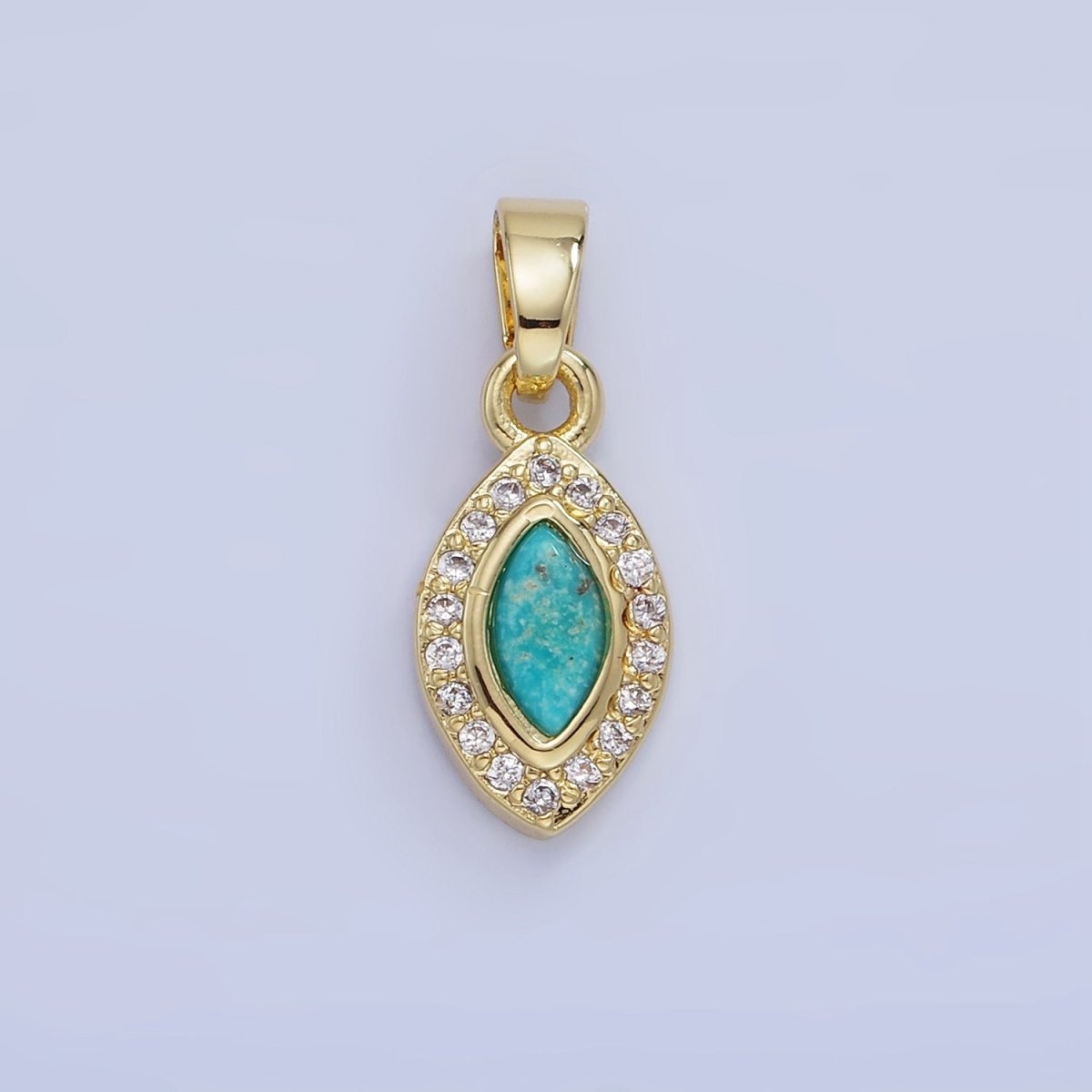 14K Gold Filled Turquoise Micro Paved CZ Sphere Pendant in Gold & Silver | AA1251