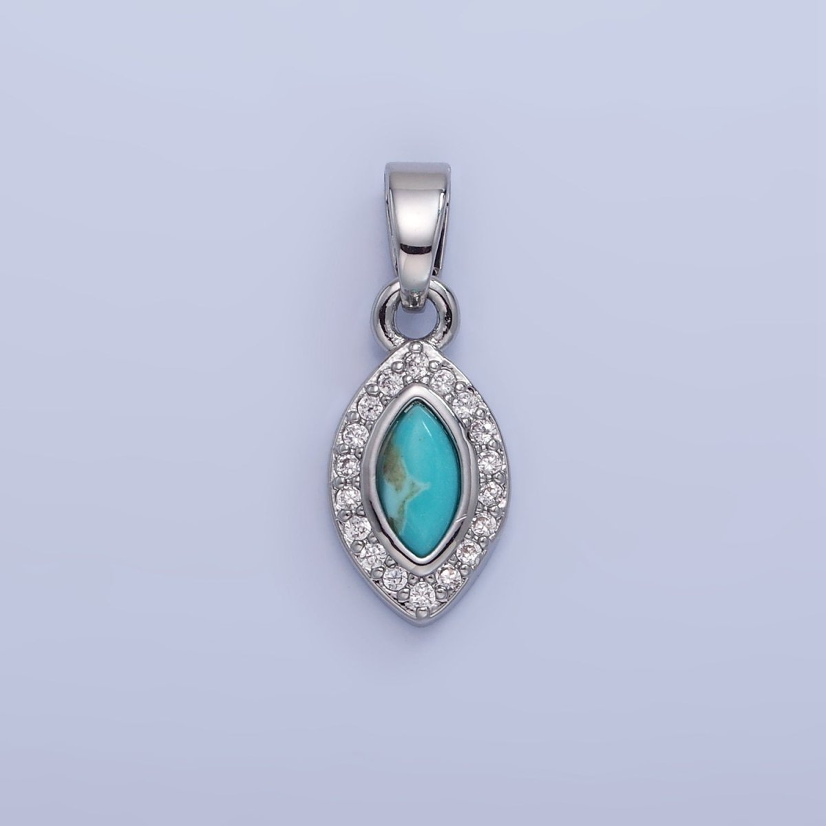 14K Gold Filled Turquoise Micro Paved CZ Sphere Pendant in Gold & Silver | AA1251