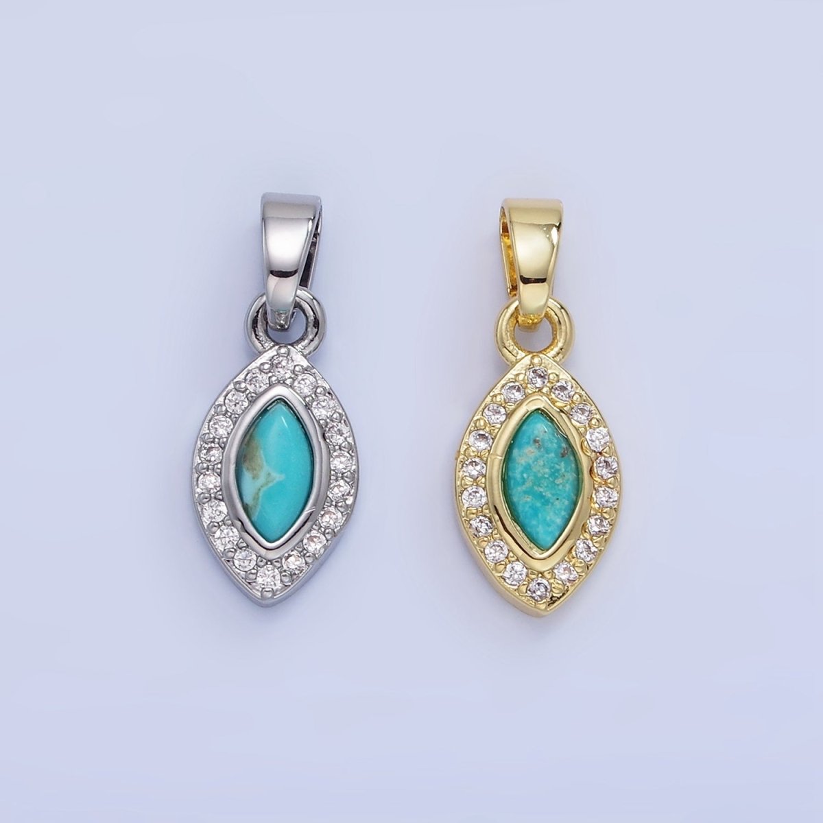 14K Gold Filled Turquoise Micro Paved CZ Sphere Pendant in Gold & Silver | AA1251
