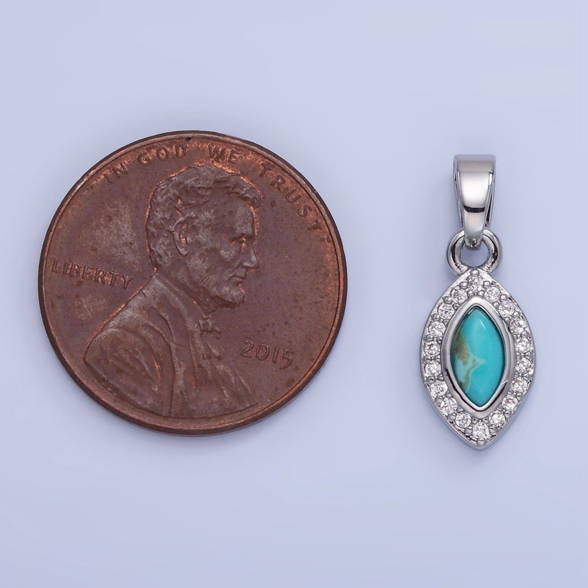 14K Gold Filled Turquoise Micro Paved CZ Sphere Pendant in Gold & Silver | AA1251