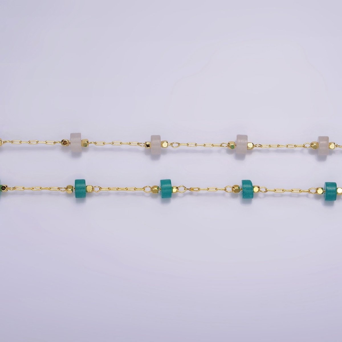 14K Gold Filled Turquoise, Rose Quartz Cylinder Paperclip Unfinished Chain For Jewelry Making | ROLL-1419 ROLL-1420 Clearance Pricing