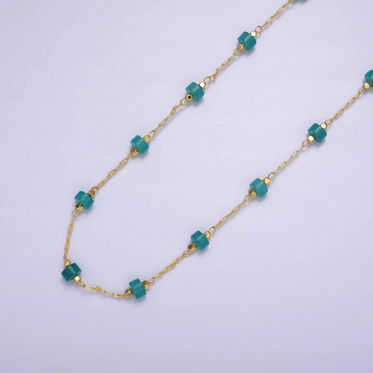 14K Gold Filled Turquoise, Rose Quartz Cylinder Paperclip Unfinished Chain For Jewelry Making | ROLL-1419 ROLL-1420 Clearance Pricing