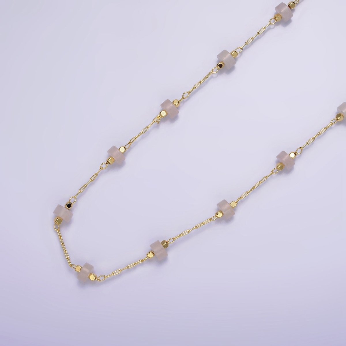 14K Gold Filled Turquoise, Rose Quartz Cylinder Paperclip Unfinished Chain For Jewelry Making | ROLL-1419 ROLL-1420 Clearance Pricing