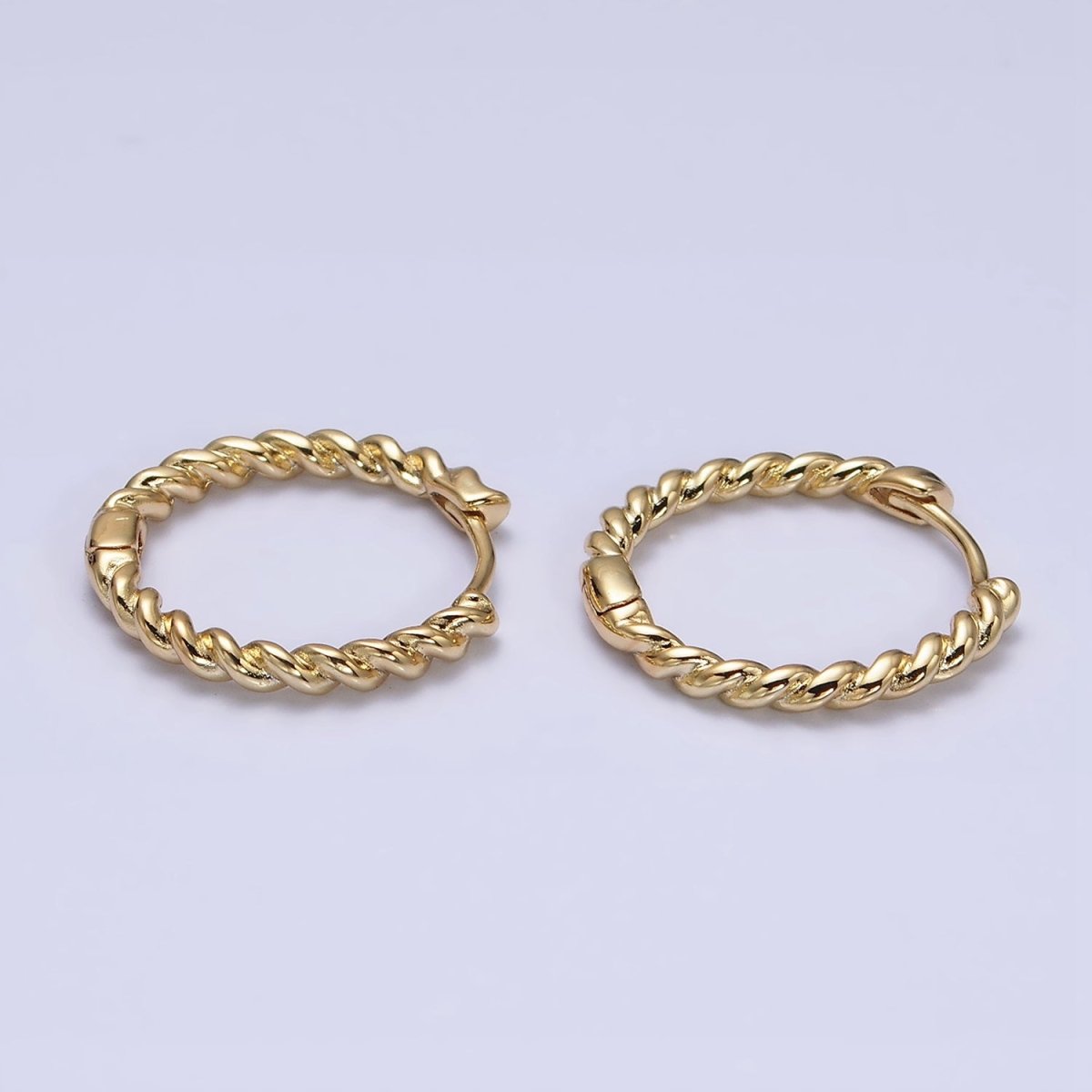 14K Gold Filled Twisted Croissant 20mm Endless Hoop Huggie Earring |  AD1420