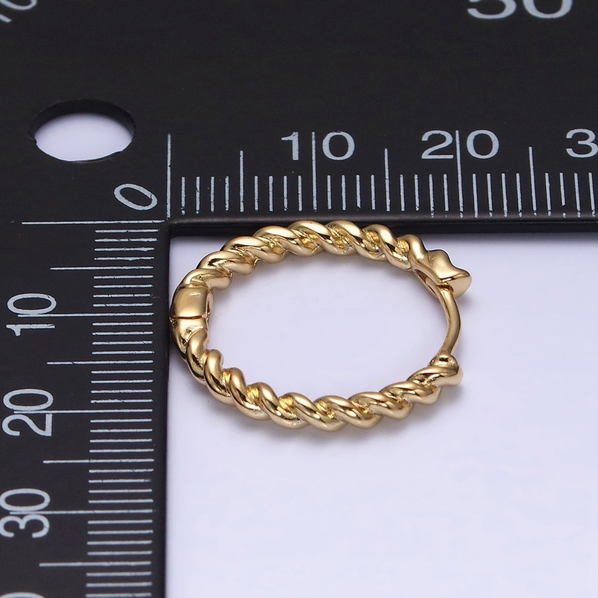 14K Gold Filled Twisted Croissant 20mm Endless Hoop Huggie Earring |  AD1420
