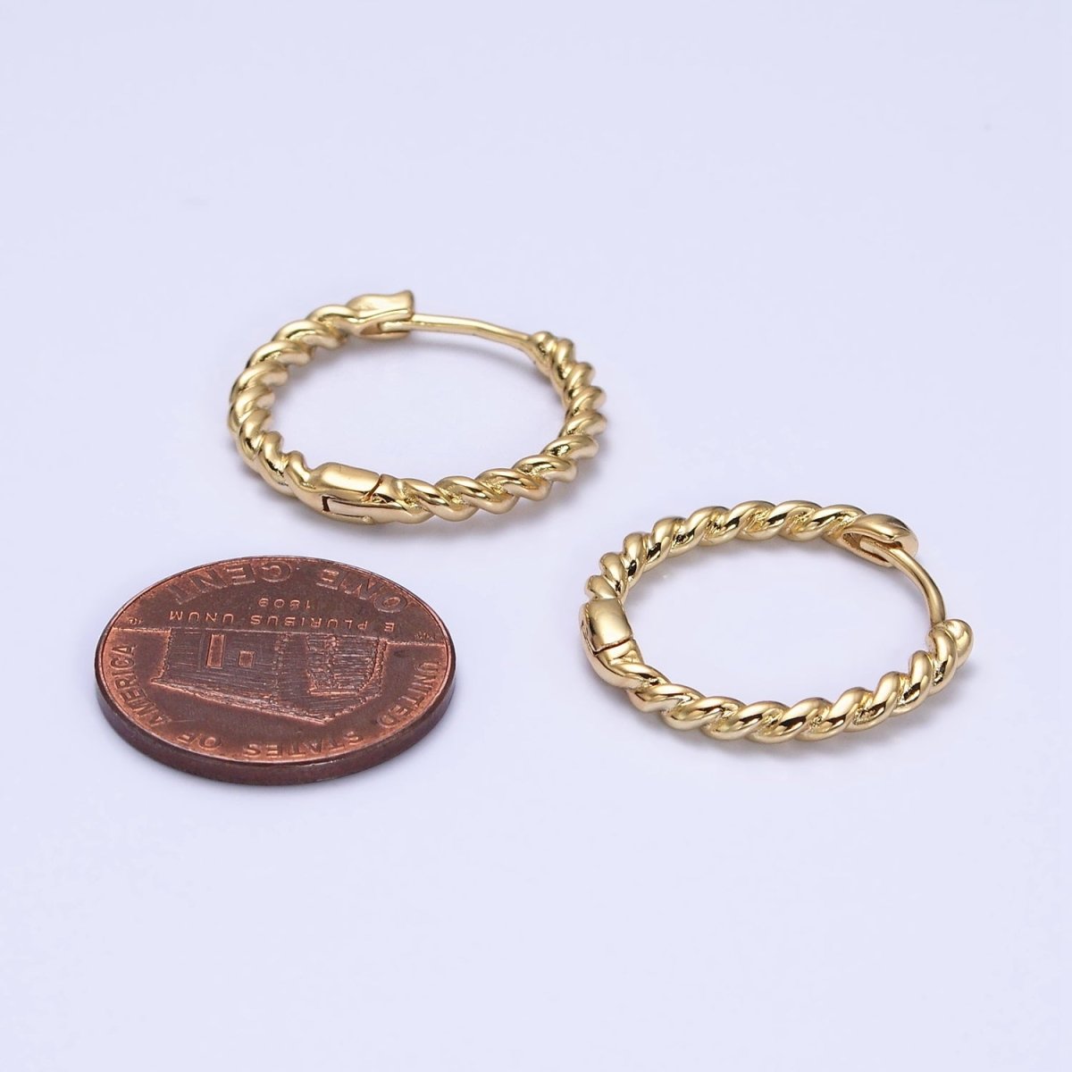 14K Gold Filled Twisted Croissant 20mm Endless Hoop Huggie Earring |  AD1420