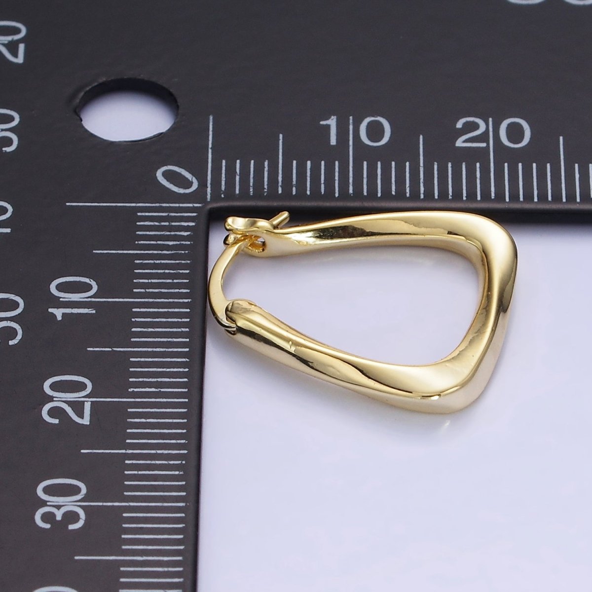 14K Gold Filled Twisted Edged Triangle Latch Hoop Earrings in Gold & Silver | AB1348 AB1349