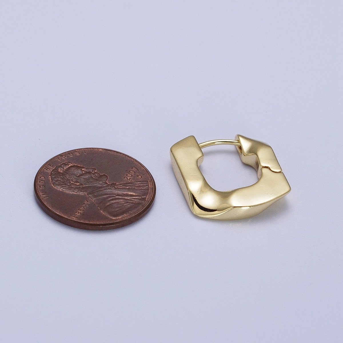 14K Gold Filled U-Shaped Geometric Abstract Huggie Earriings | V-017