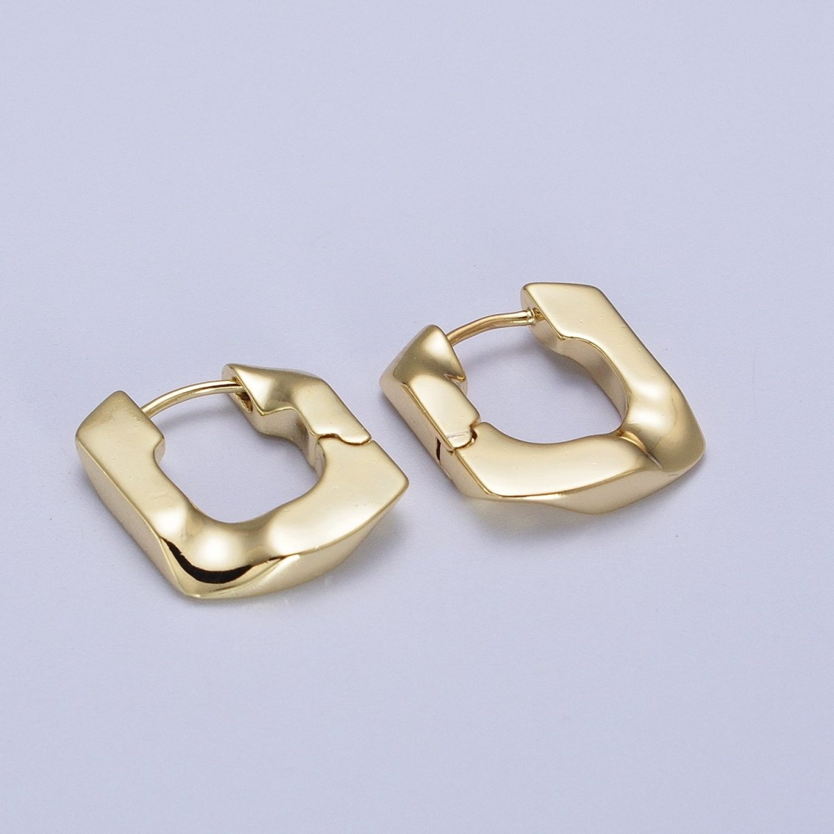 14K Gold Filled U-Shaped Geometric Abstract Huggie Earriings | V-017