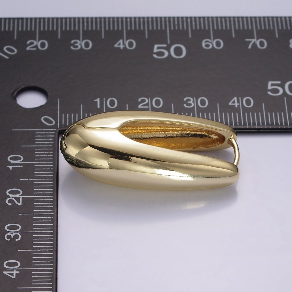 14K Gold Filled U-Shaped Oblong Dome Hoop Earrings | AE256