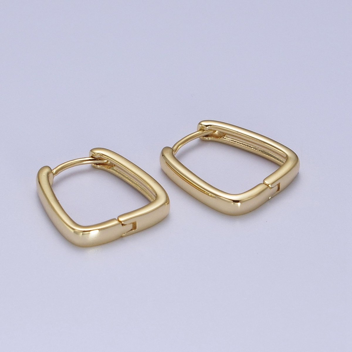 14K Gold Filled U-Shaped Rectangular Geometric Huggie Hoops Earring | V-020