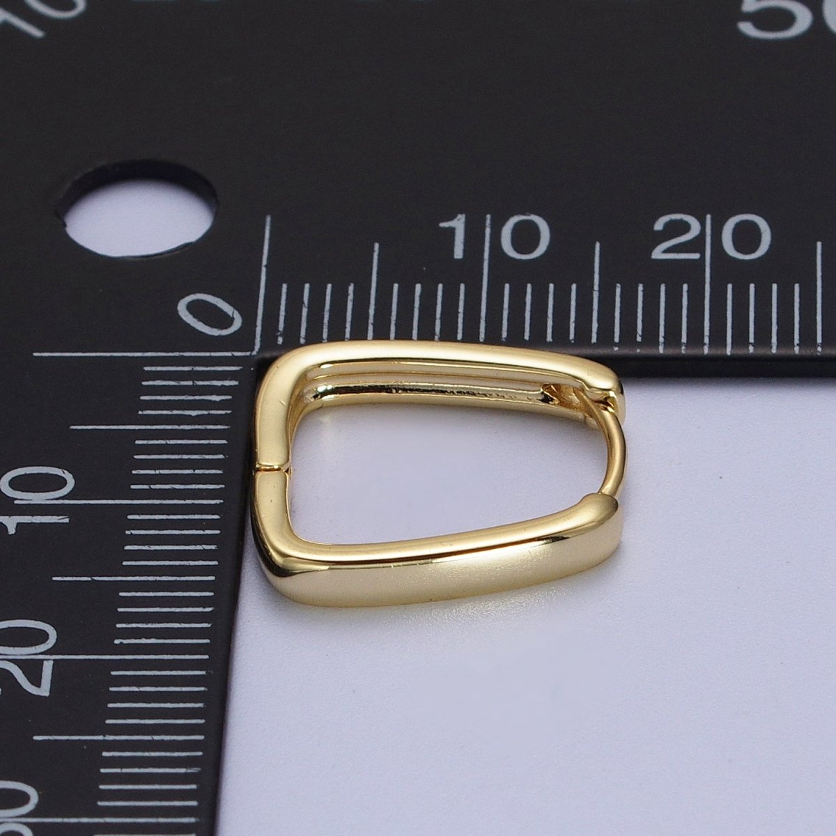 14K Gold Filled U-Shaped Rectangular Geometric Huggie Hoops Earring | V-020