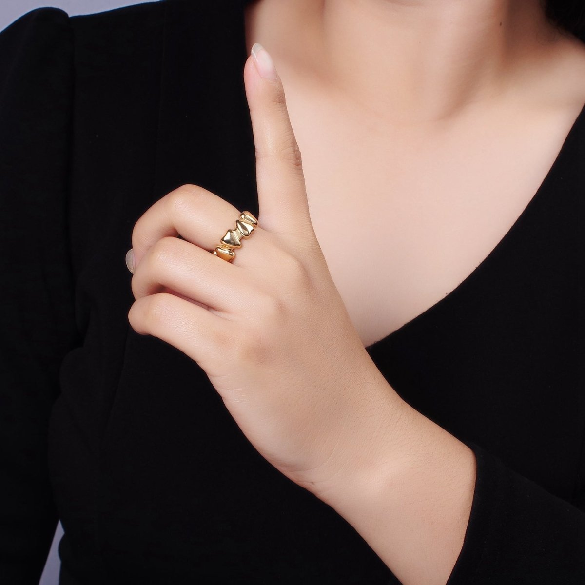 14K Gold Filled Upside Down Heart Ring in gold and silver for Valentine  | O1276 O1277