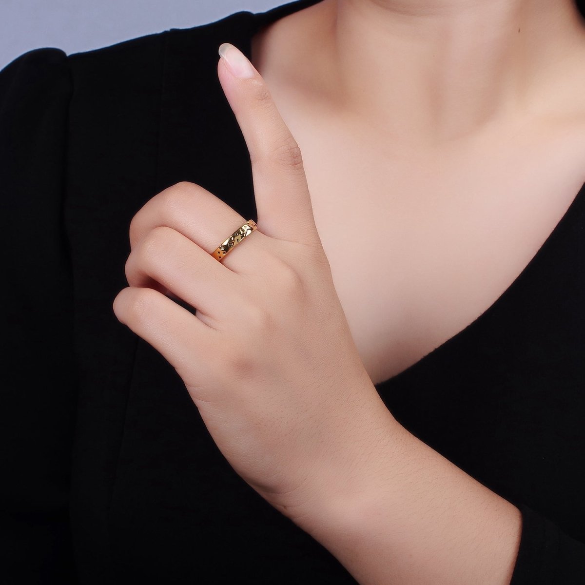 14K Gold Filled Valley River Starry Night Band Ring Set in Silver & Gold | O1068 O1069
