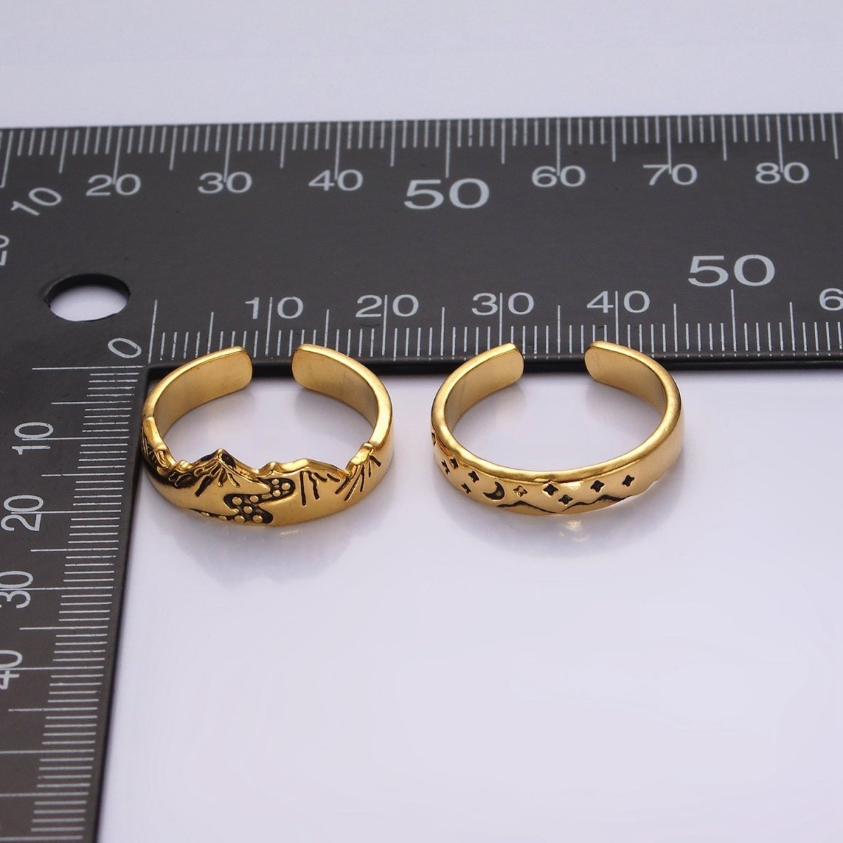 14K Gold Filled Valley River Starry Night Band Ring Set in Silver & Gold | O1068 O1069