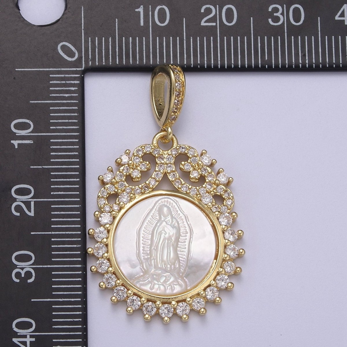 14k Gold filled Virgen de Guadalupe necklace Pendant Micro Pave religious jewelry Pearl Virgin Mary jewelry, Our lady of Guadalupe pendant H-516
