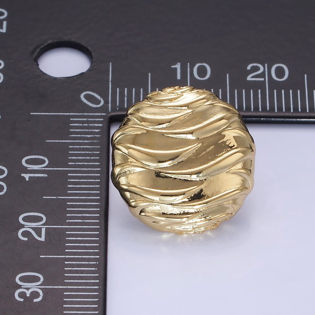 14K Gold Filled Wave-Textured Round Stud Earrings in Gold & Silver | AB1296 AB1297