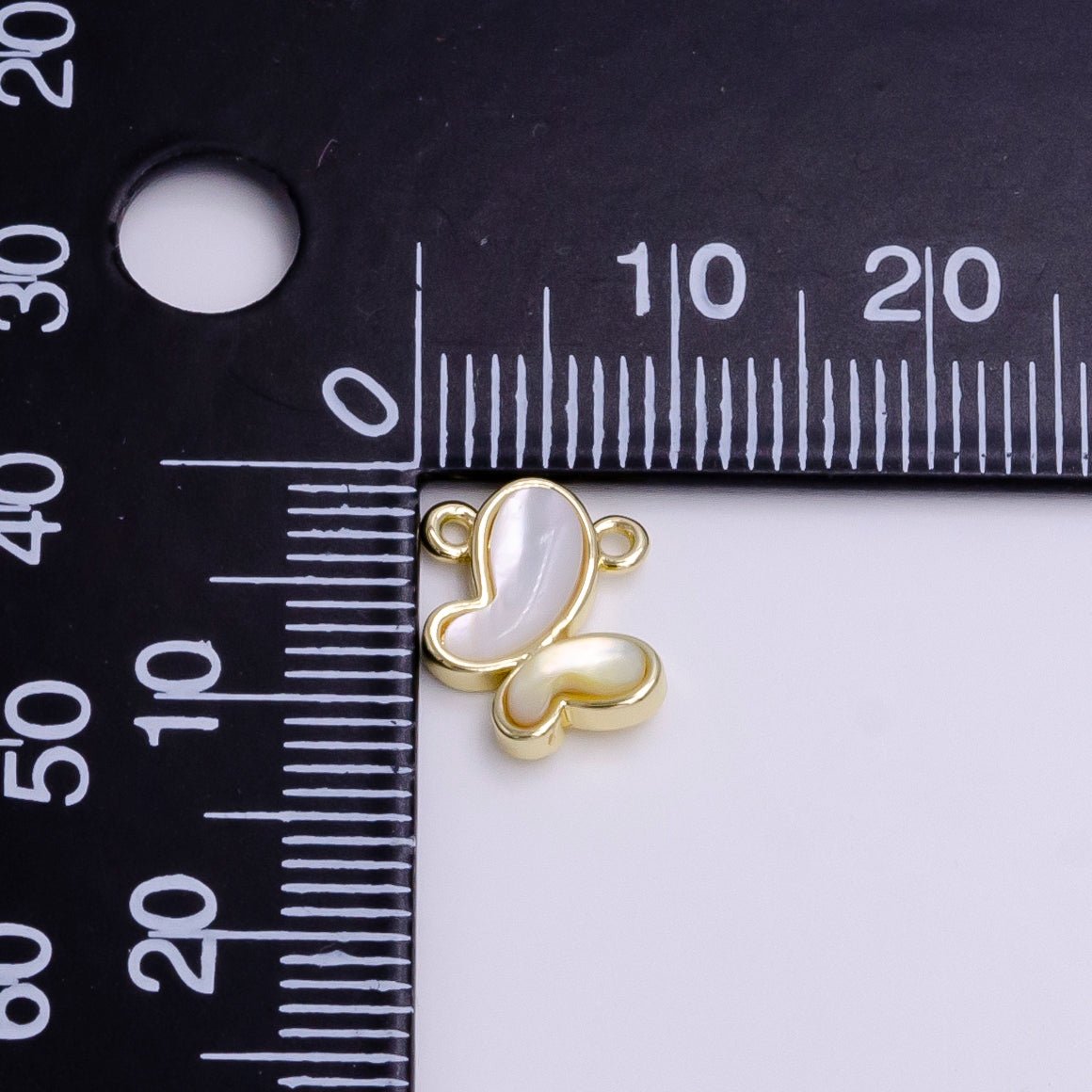 14K Gold Filled Wavy Butterfly Mariposa Shell Pearl Top Loop Connector | Y-904