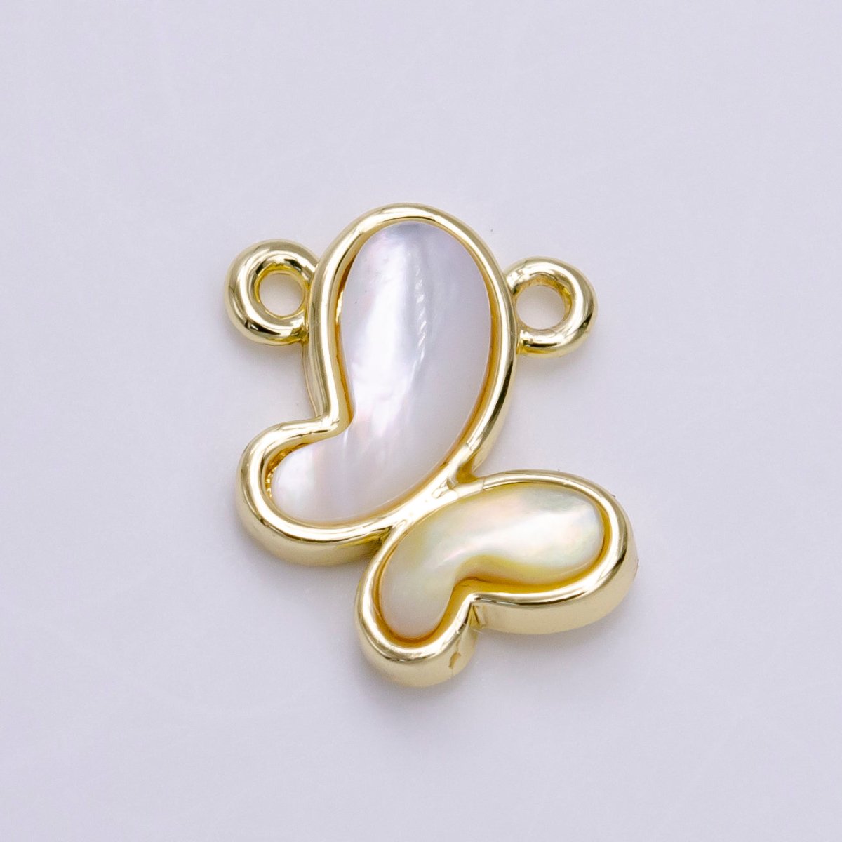 14K Gold Filled Wavy Butterfly Mariposa Shell Pearl Top Loop Connector | Y-904