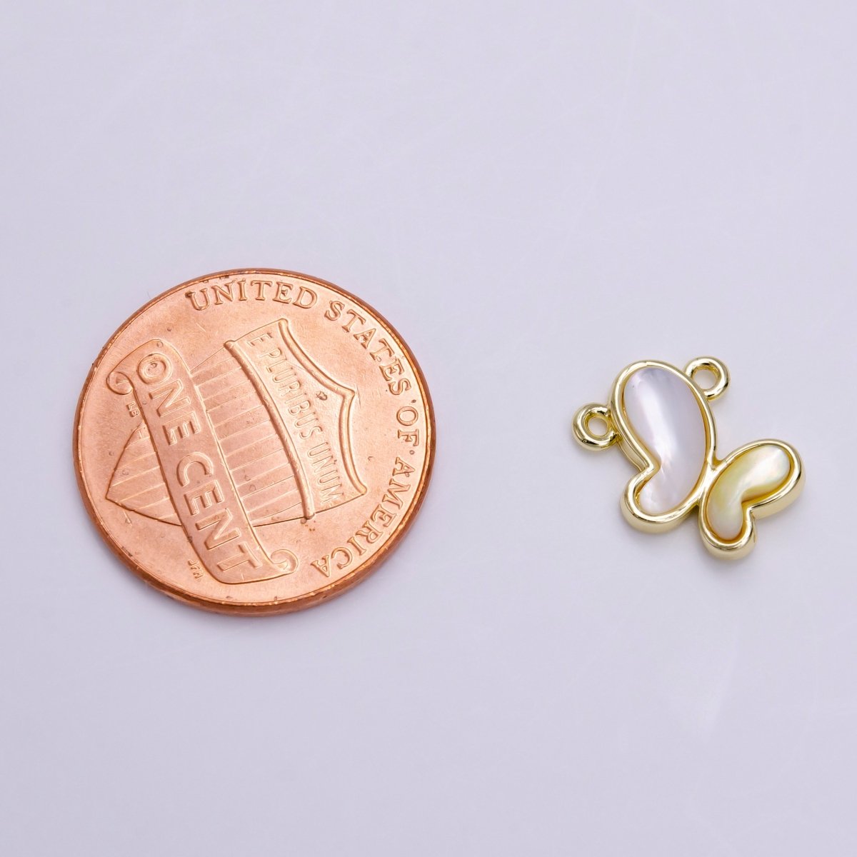 14K Gold Filled Wavy Butterfly Mariposa Shell Pearl Top Loop Connector | Y-904