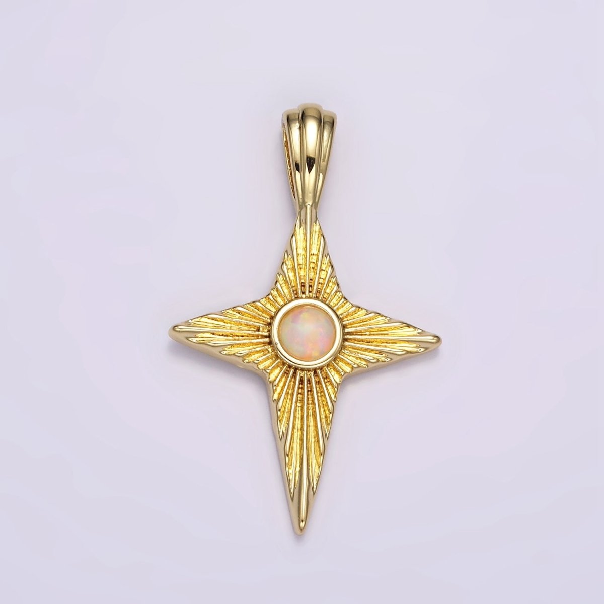 14K Gold Filled White, Blue Opal Sunburst Celestial Star Pendant | AH103 AH104