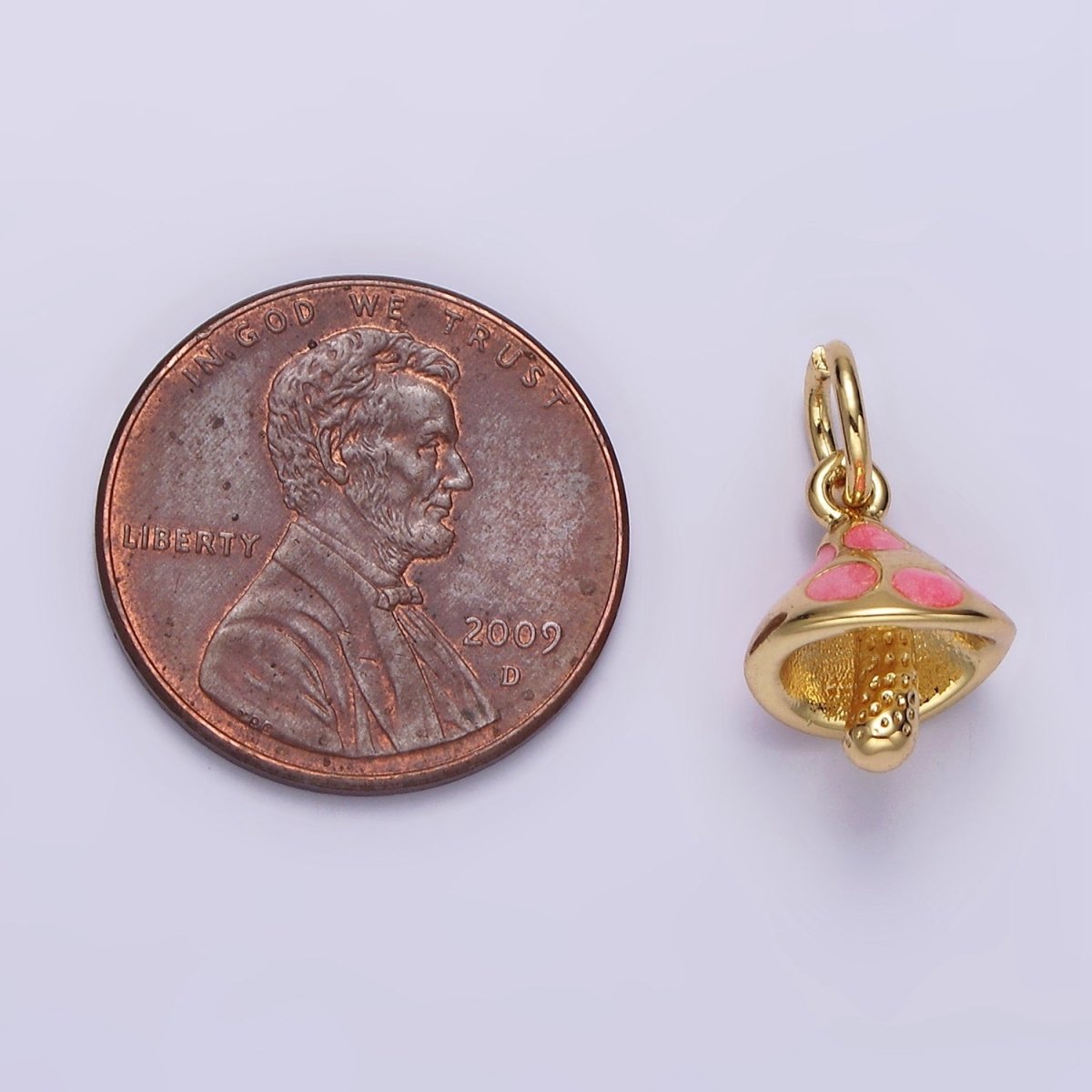 14K Gold Filled White, Orange, Pink Enamel Dotted Mushroom Charm | N1519 - N1521