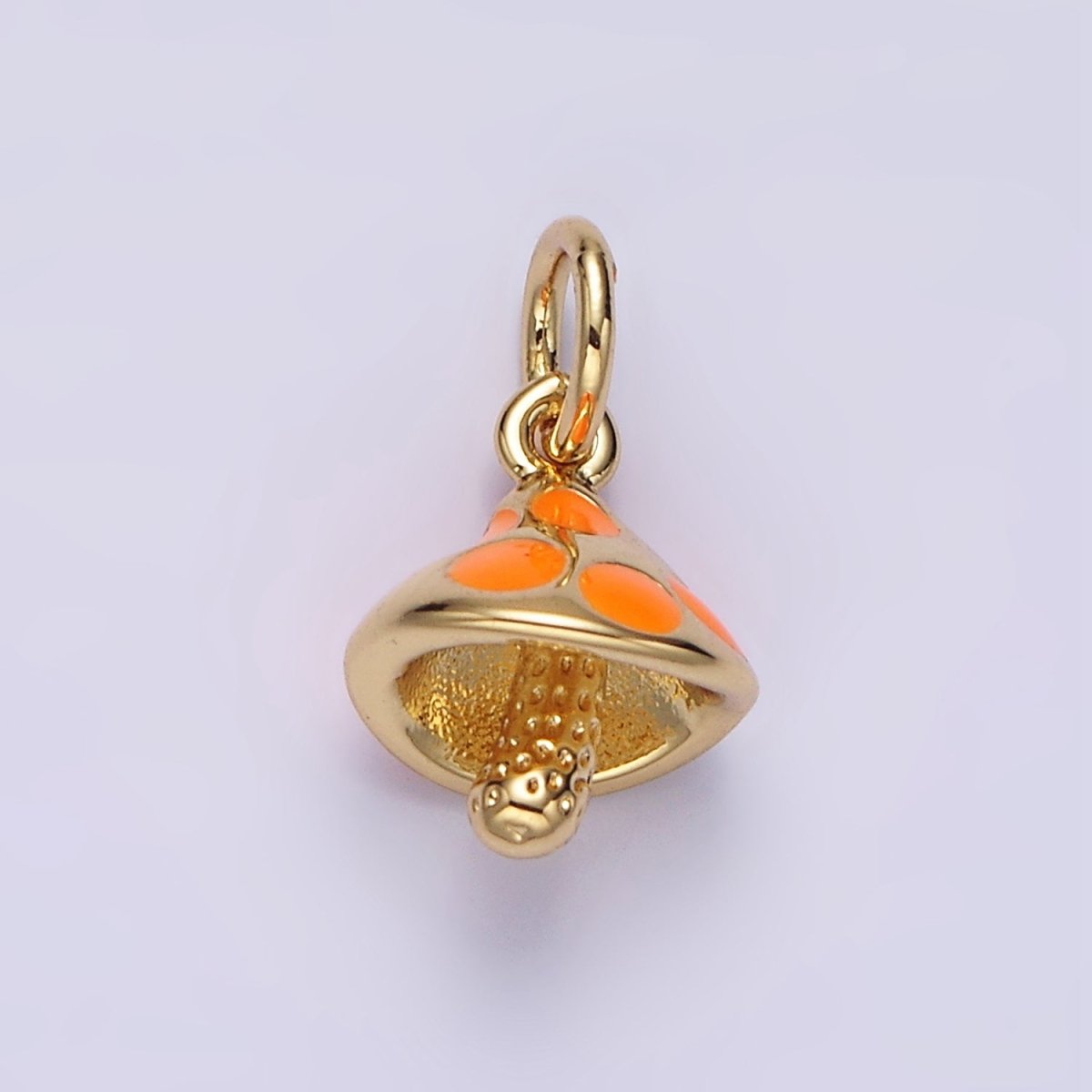 14K Gold Filled White, Orange, Pink Enamel Dotted Mushroom Charm | N1519 - N1521