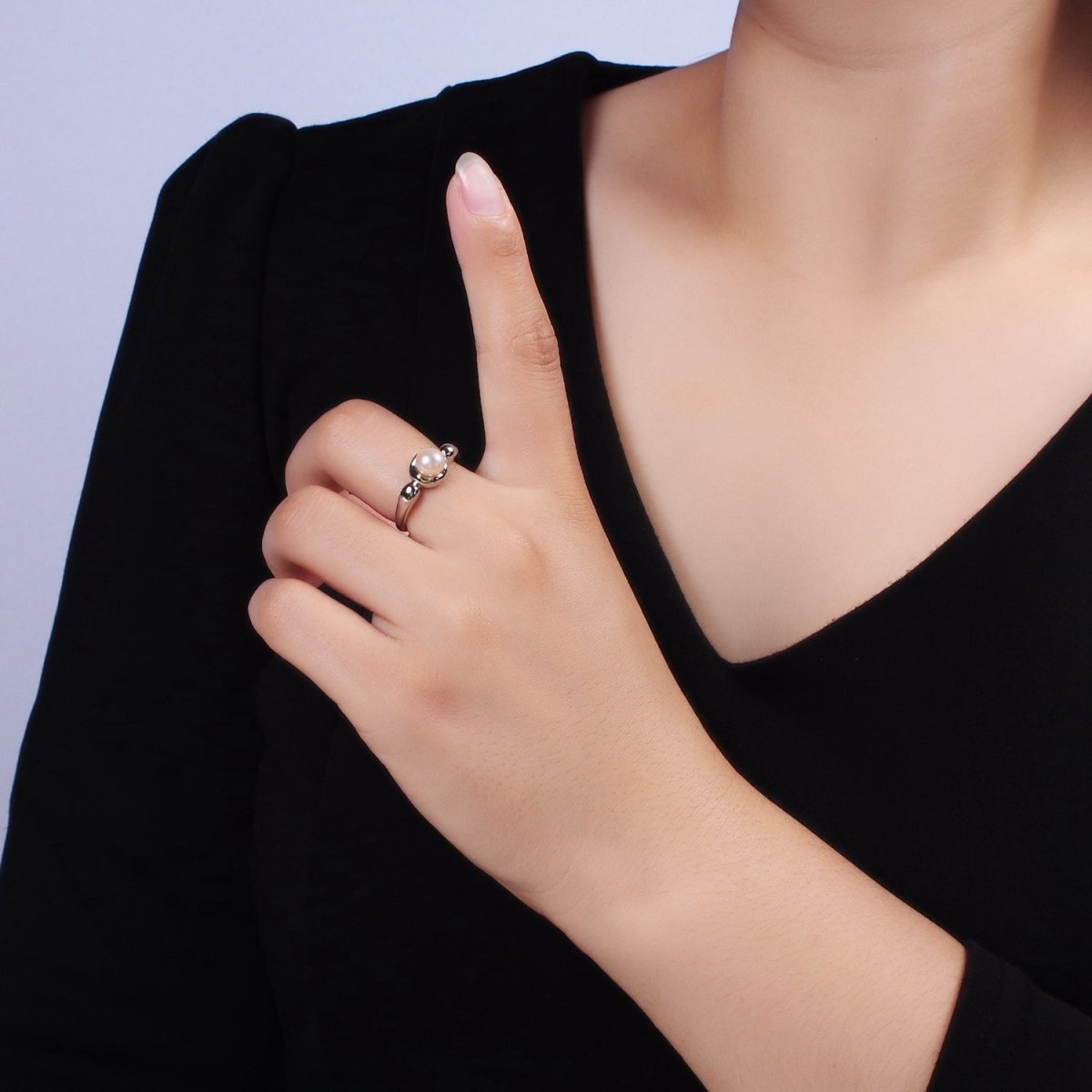 14K Gold Filled White, Pink Pearl Bubble Band Ring in Gold & Silver | O664 - O667