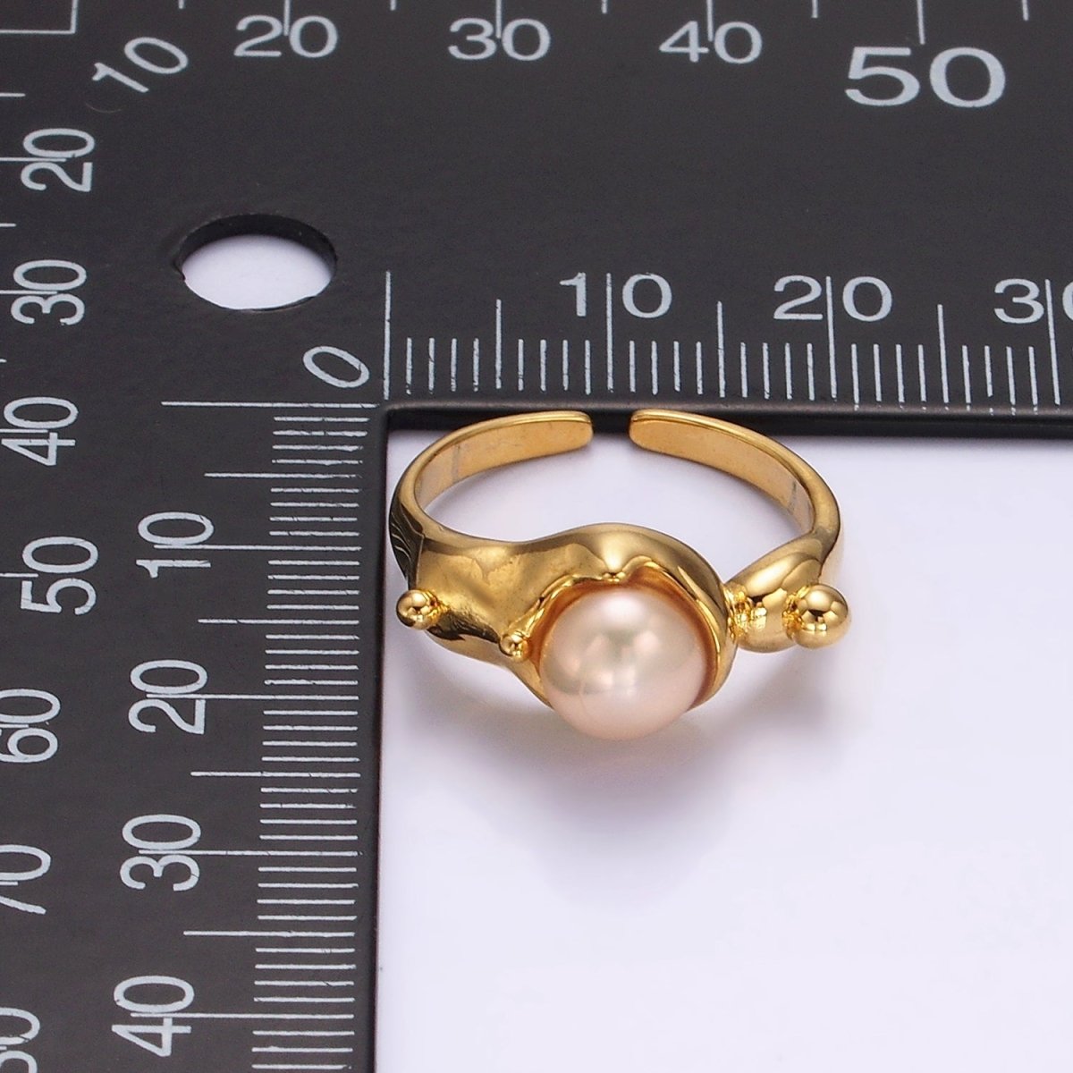 14K Gold Filled White, Pink Pearl Dotted Bubble Molten Band Ring in Silver & Gold | O684 - O687