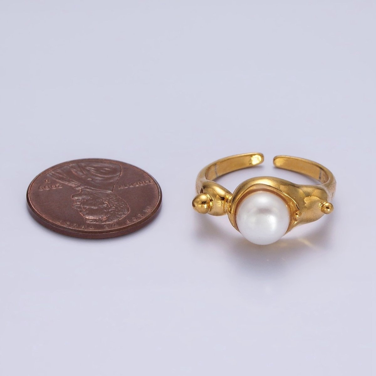 14K Gold Filled White, Pink Pearl Dotted Bubble Molten Band Ring in Silver & Gold | O684 - O687