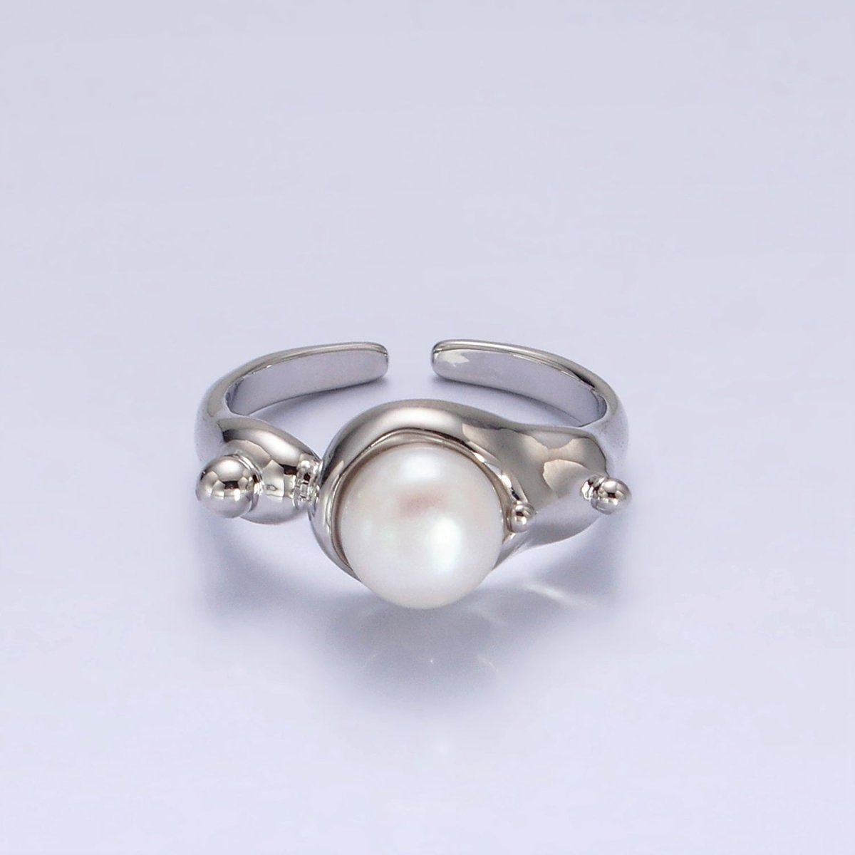 14K Gold Filled White, Pink Pearl Dotted Bubble Molten Band Ring in Silver & Gold | O684 - O687