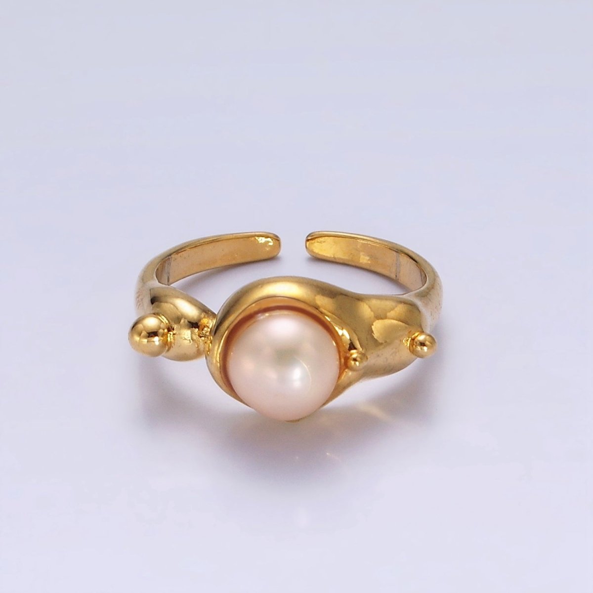 14K Gold Filled White, Pink Pearl Dotted Bubble Molten Band Ring in Silver & Gold | O684 - O687