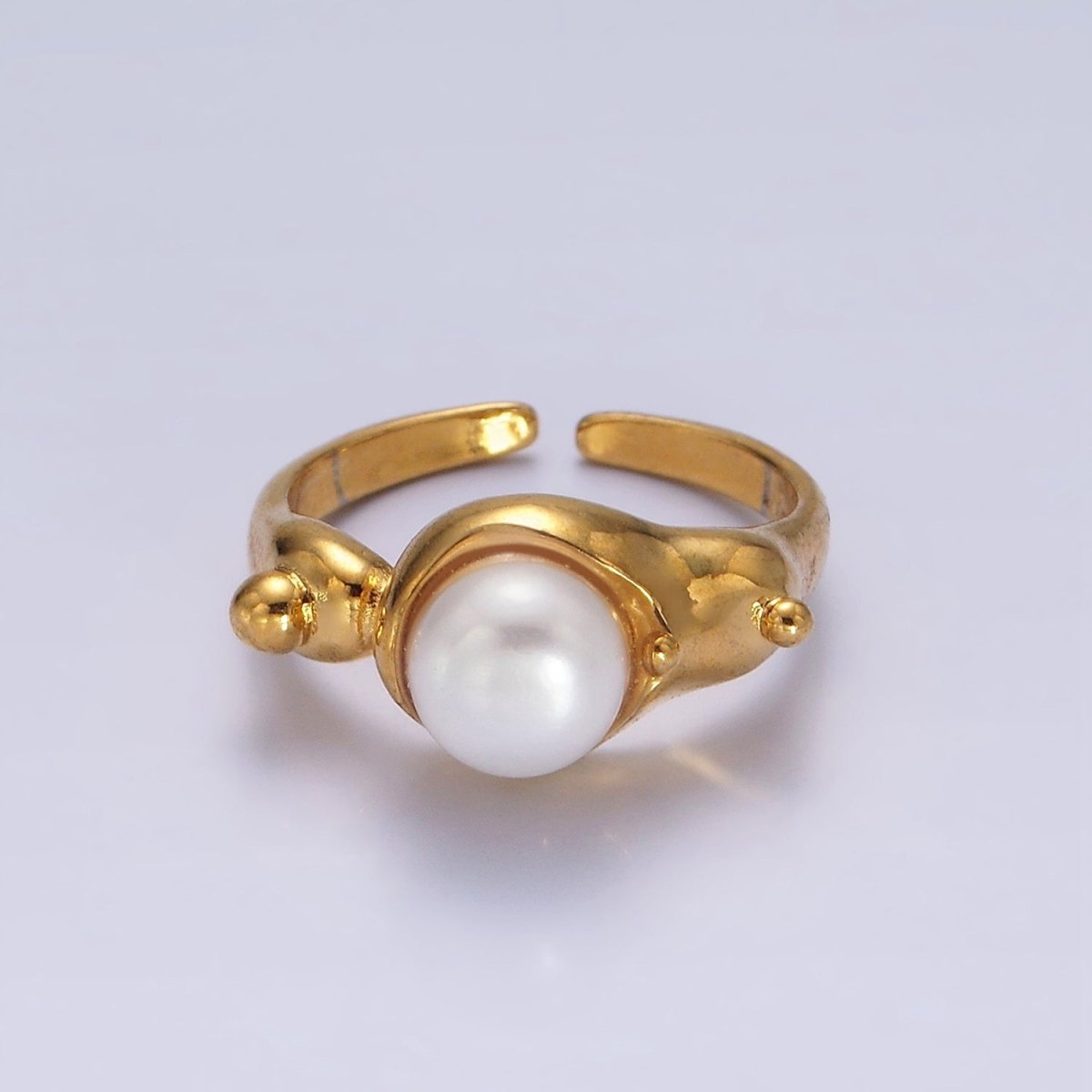 14K Gold Filled White, Pink Pearl Dotted Bubble Molten Band Ring in Silver & Gold | O684 - O687