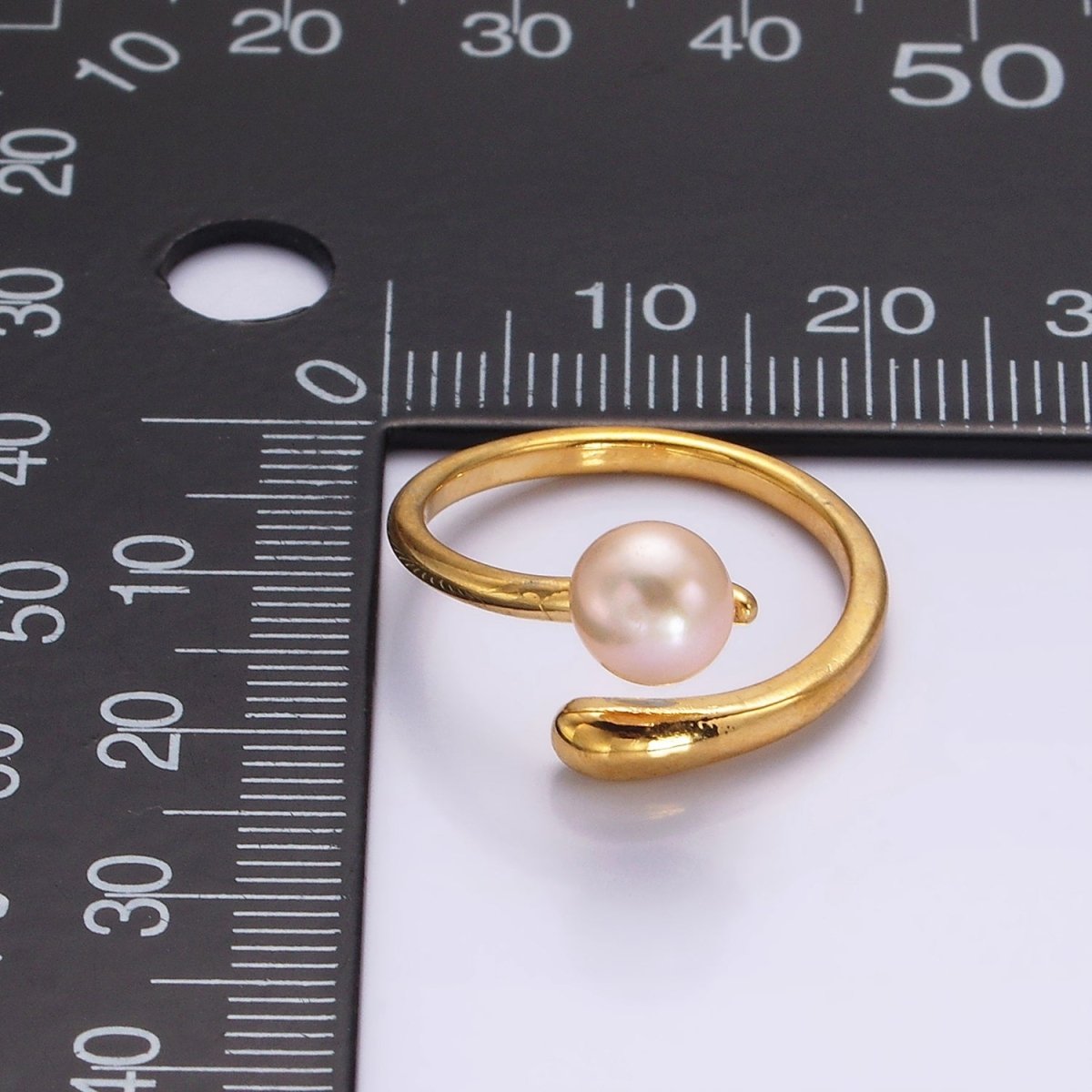 14K Gold Filled White, Pink Pearl Minimalist Open Wrap Band Ring in Silver & Gold | O680 - O683