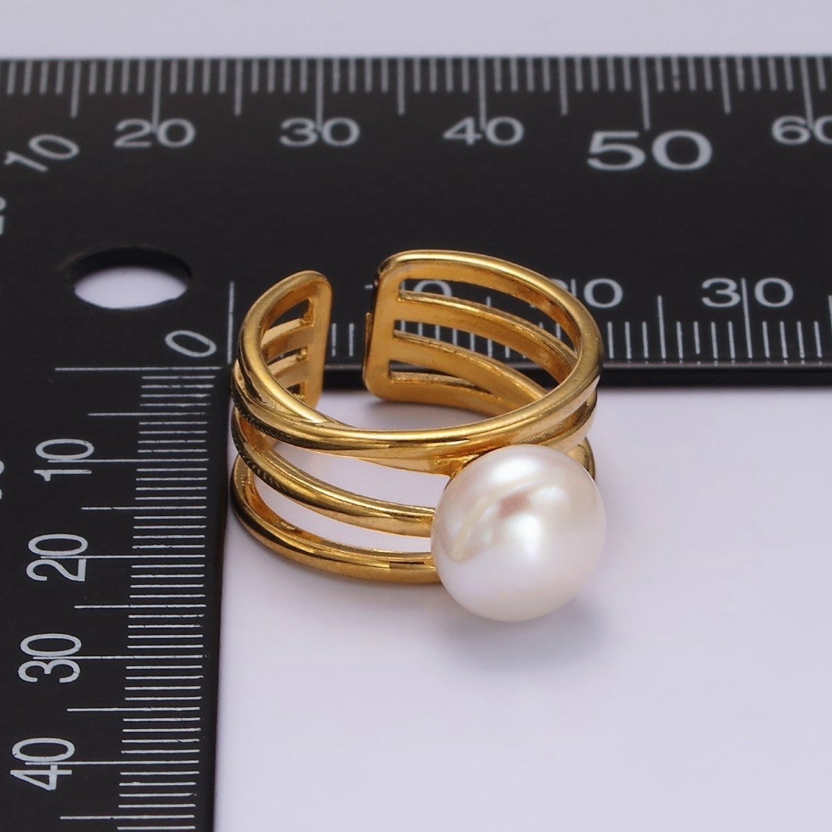 14K Gold Filled White, Pink Pearl Multiple Band Ring in Gold & Silver | O1156 - O1159
