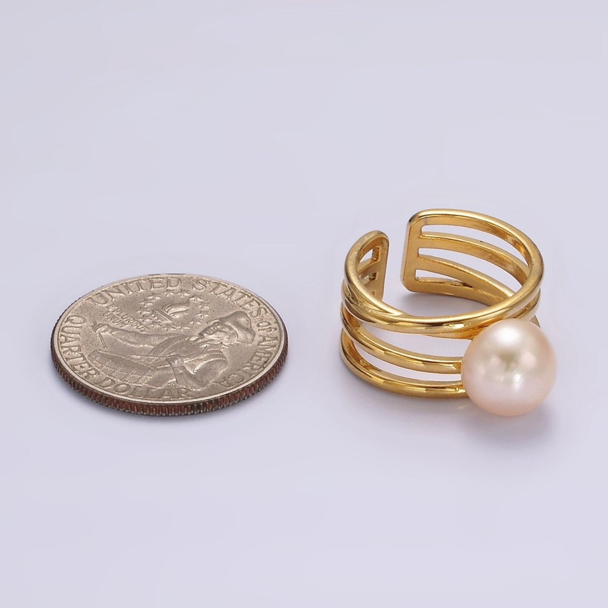 14K Gold Filled White, Pink Pearl Multiple Band Ring in Gold & Silver | O1156 - O1159