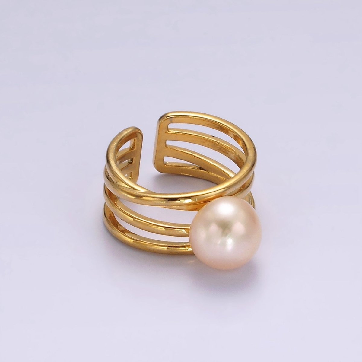 14K Gold Filled White, Pink Pearl Multiple Band Ring in Gold & Silver | O1156 - O1159