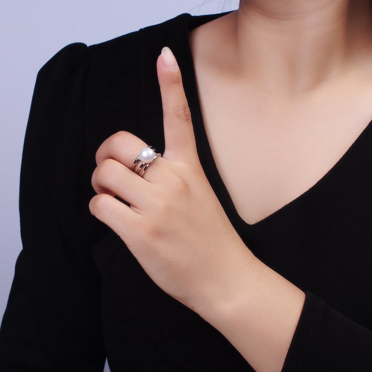 14K Gold Filled White, Pink Pearl Multiple Band Ring in Gold & Silver | O1156 - O1159