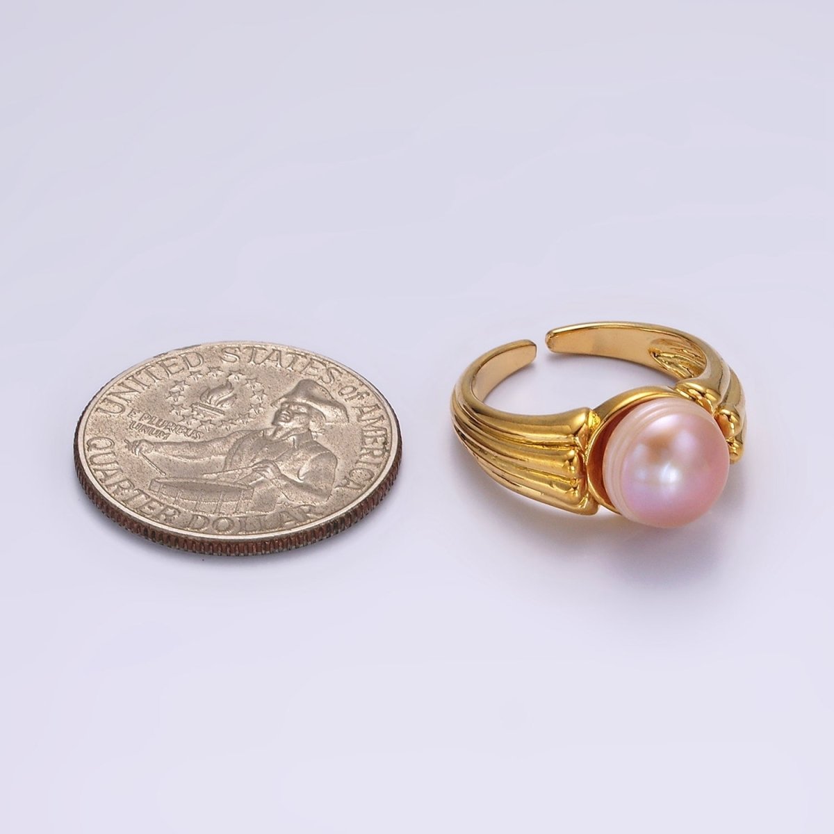 14K Gold Filled White, Pink Pearl Multiple Band Ring in Gold & Silver | O1868 - O1871