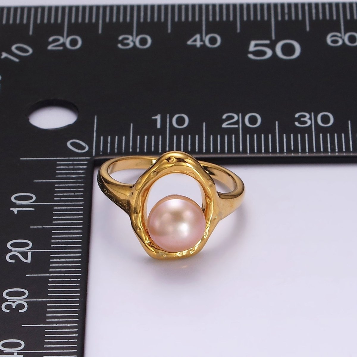 14K Gold Filled White, Pink Pearl Open Oblong Ring in Gold & Silver | O1872 - O1875