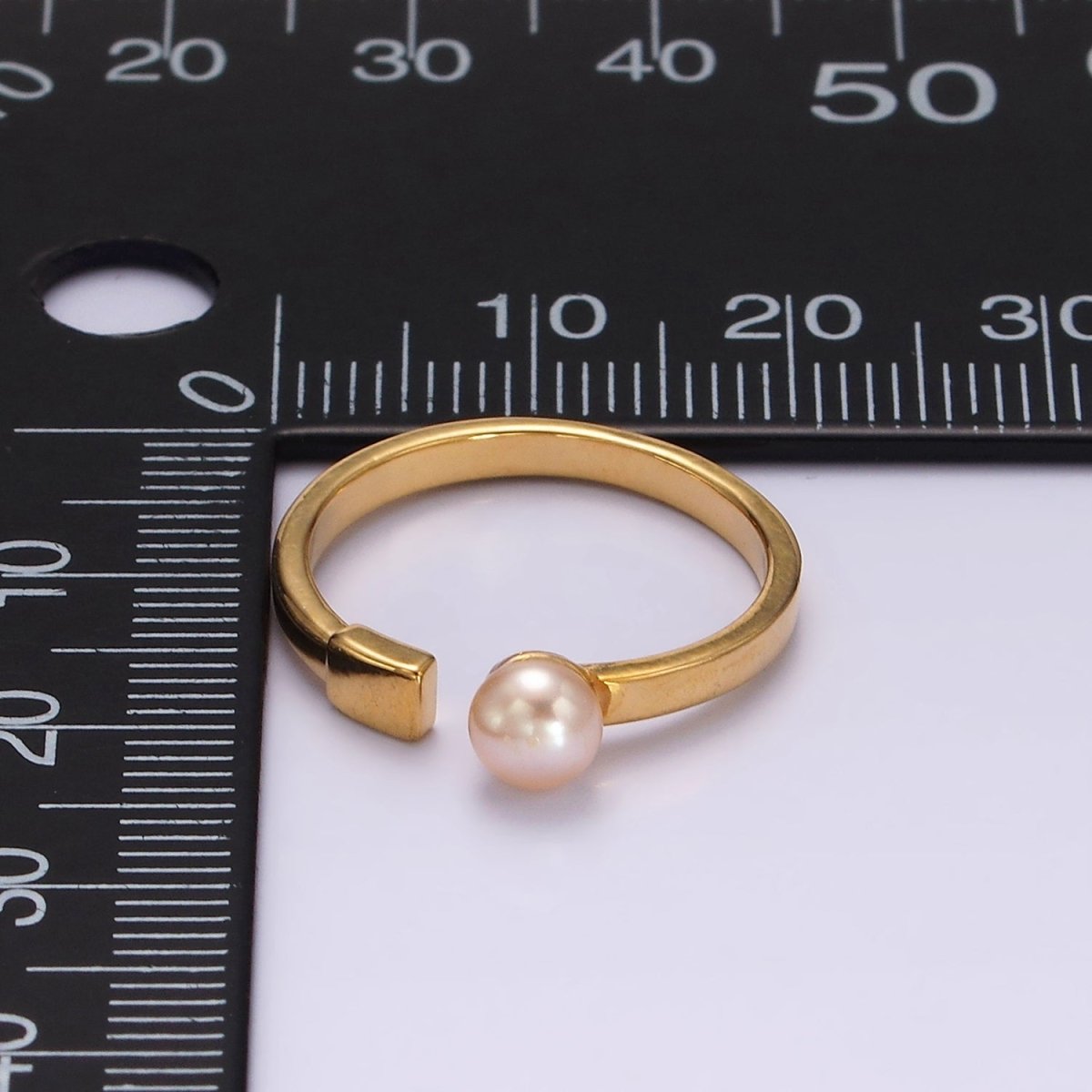 14K Gold Filled White, Pink Pearl Rectangular Open Claw Ring in Gold & Silver | O1880 - O1883