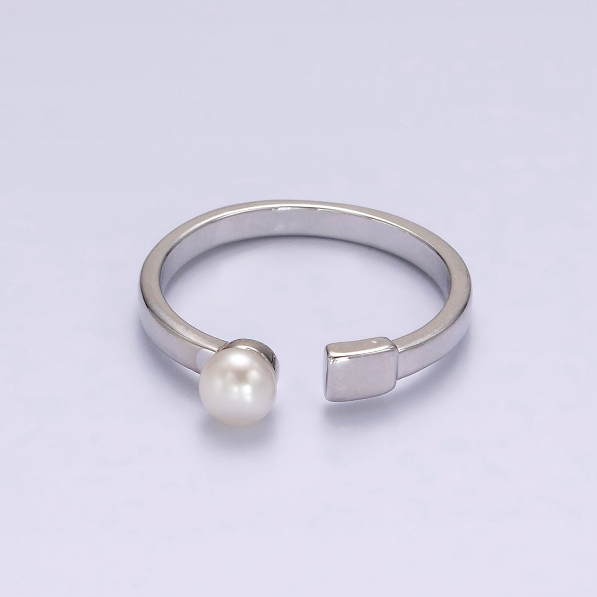 14K Gold Filled White, Pink Pearl Rectangular Open Claw Ring in Gold & Silver | O1880 - O1883
