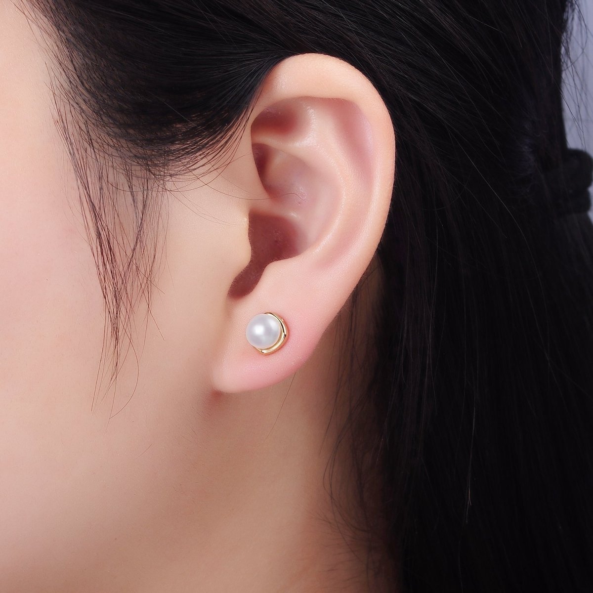 14K Gold Filled White, Pink, Purple Pearl Stud Earrings in Gold & Silver | AB1248 - AB1251