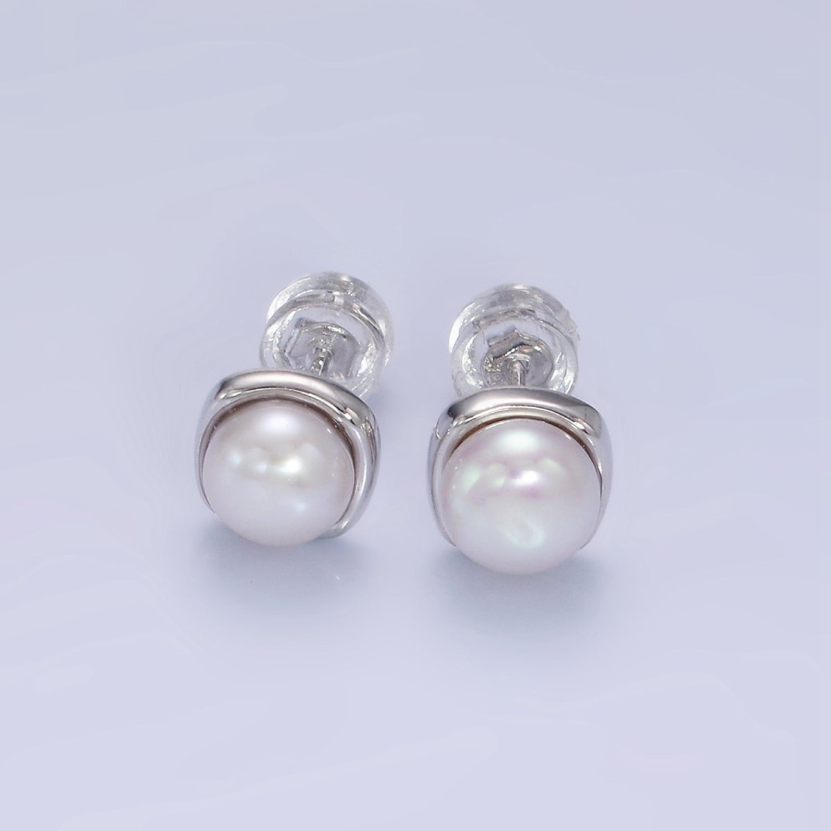 14K Gold Filled White, Pink, Purple Pearl Stud Earrings in Gold & Silver | AB1248 - AB1251