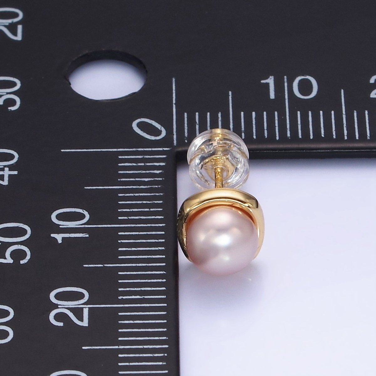 14K Gold Filled White, Pink, Purple Pearl Stud Earrings in Gold & Silver | AB1248 - AB1251