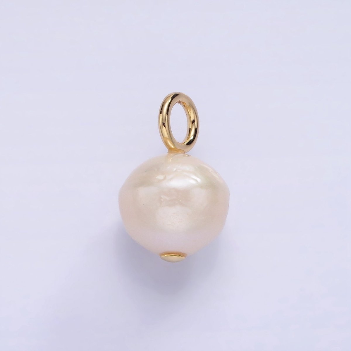 14K Gold Filled White, Purple Freshwater Pearl Button Charm in Gold & Silver | P1690 P1691