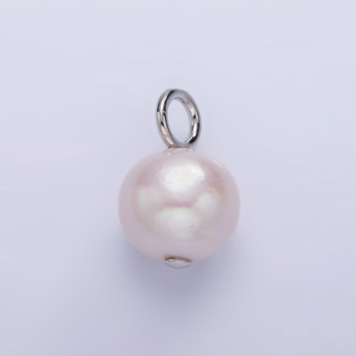14K Gold Filled White, Purple Freshwater Pearl Button Charm in Gold & Silver | P1690 P1691