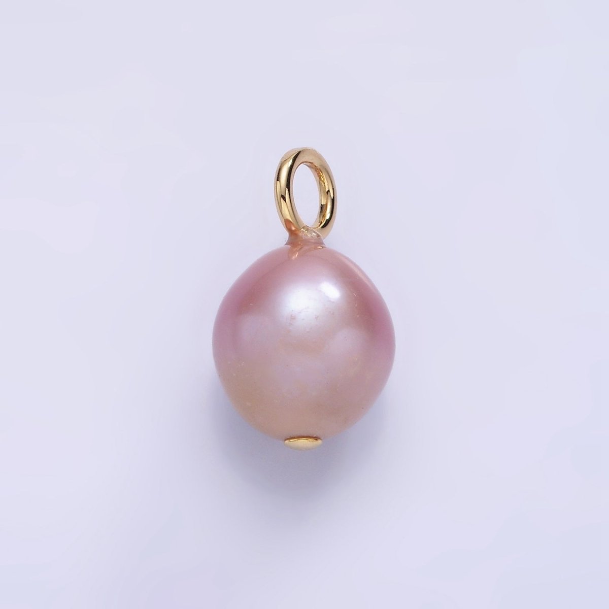 14K Gold Filled White, Purple Freshwater Pearl Button Charm in Gold & Silver | P1690 P1691